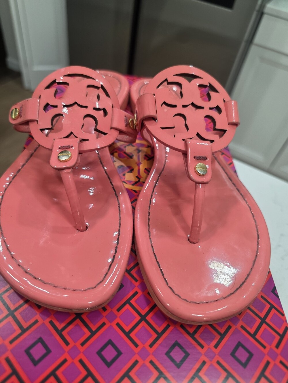 Tory Burch Miller Patent Coral Crush Size 7
